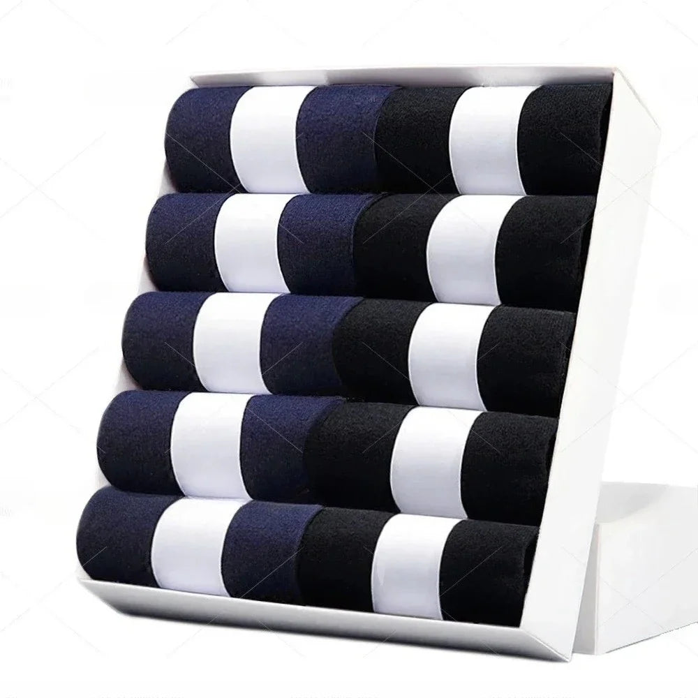 5 10 Pairs Men Socks Cotton Blend Black Business Casual Soft Breathable for  Spring Summer Autumn Winter Size 6-13