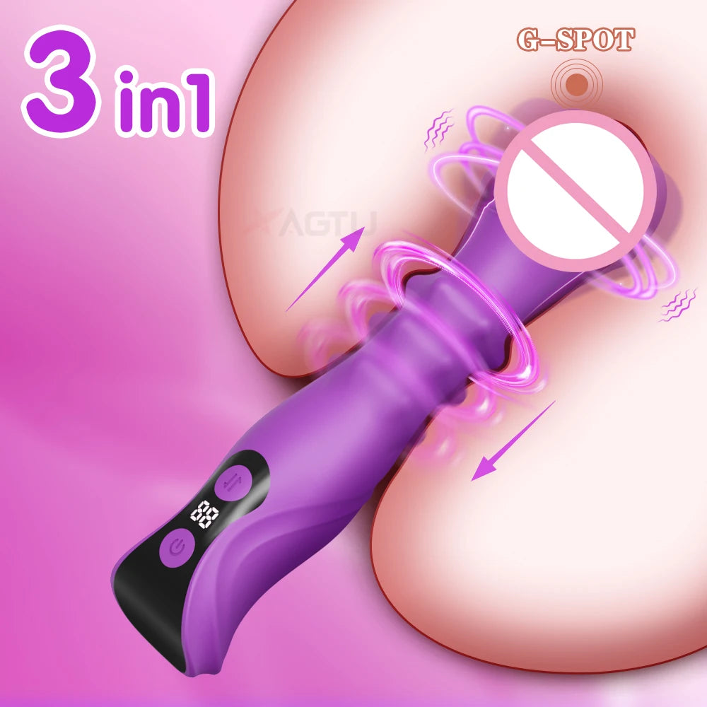 Thrusting Swing Dildo Vibrator Female Telescopic Vibrating Clitoris Stimulator G Spot Vibrator Sex Toy for Adult Goods for Women
