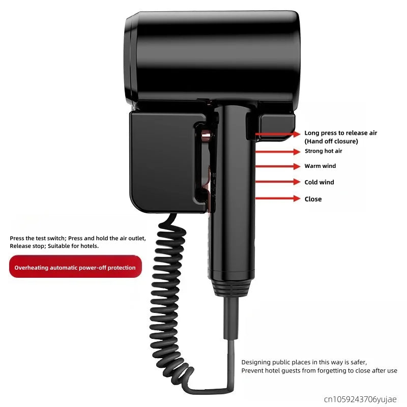 New Wall Mounted Hair Dryer With High Power And Quick Drying Integrated, No Drilling Installation, Hotel Bathroom 220V