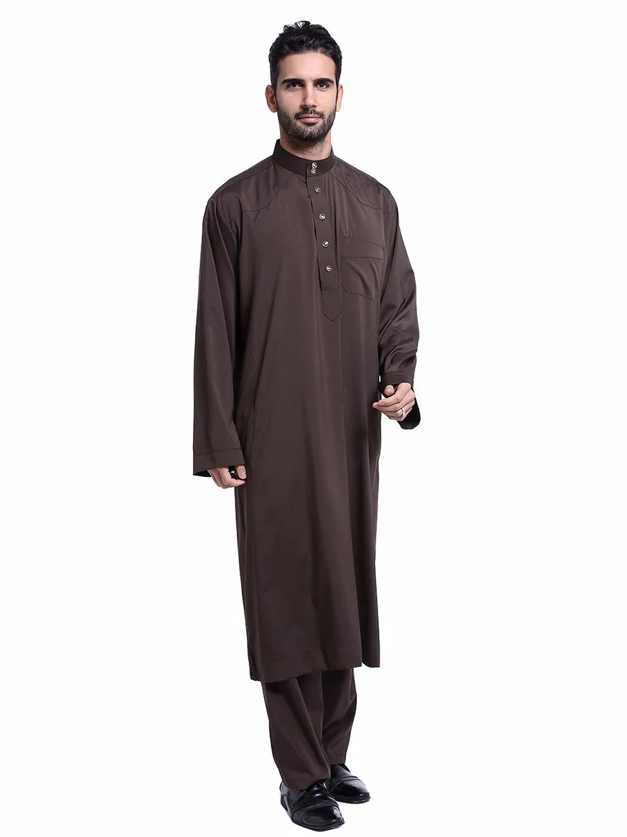 Islamic Men's Robe Set - Full Length Jumpsuit Suitable for Daily Prayer Moderate Cultural Attire for Community Travel