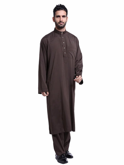Islamic Men's Robe Set - Full Length Jumpsuit Suitable for Daily Prayer Moderate Cultural Attire for Community Travel