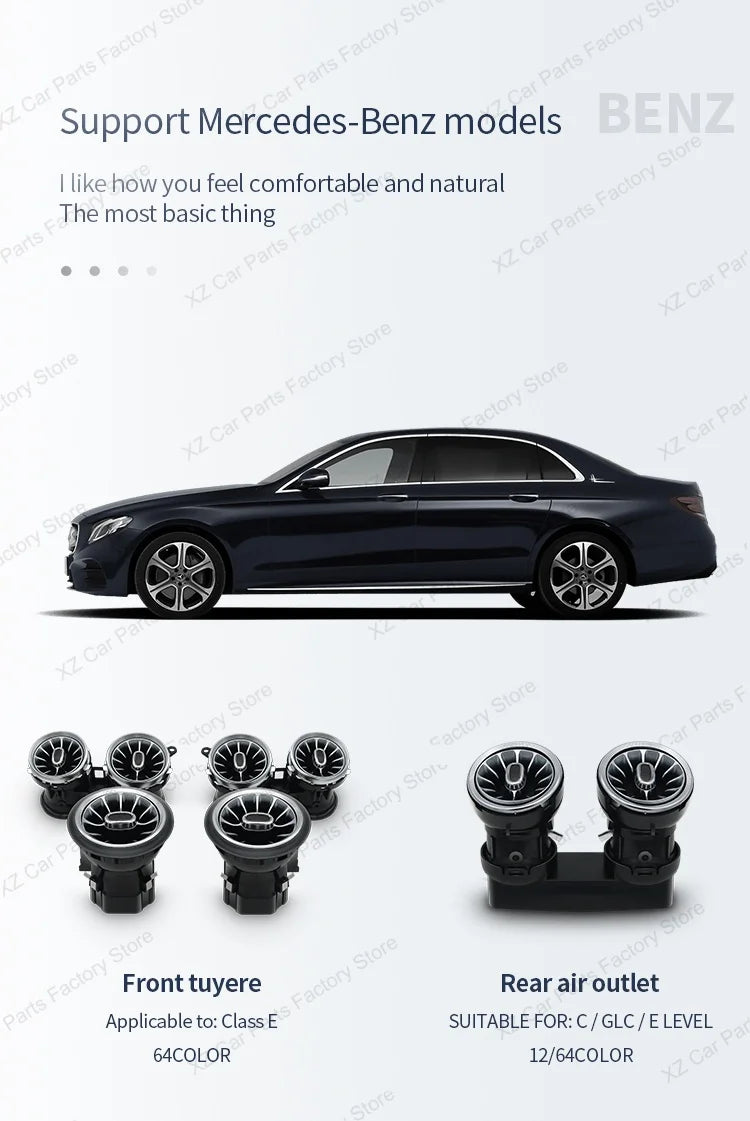 For Mercedes Benz E-Class W213 2016-2021 Led 64 Colors Air Vents AMG E43 E53 3D Rotating Tweeter Speaker Interior Ambient Light