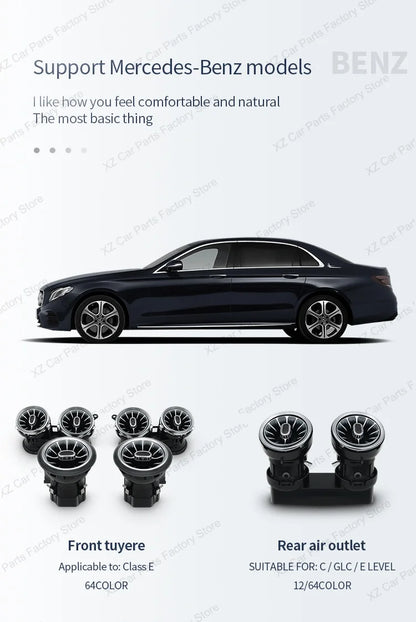 For Mercedes Benz E-Class W213 2016-2021 Led 64 Colors Air Vents AMG E43 E53 3D Rotating Tweeter Speaker Interior Ambient Light
