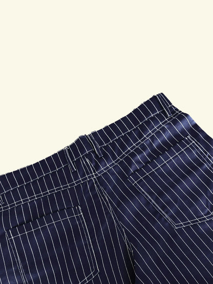 Men's Vertical Striped Barrel Leg Baggy Wide Leg Pants Stretch Polyester Elastane Oversized Casual Streetwear Long Trousers