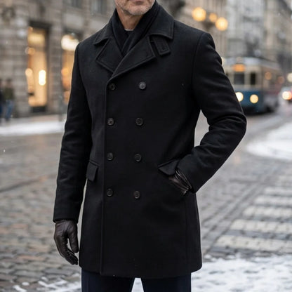 New Men's Wool Blends Double Breasted Trench Coat - Winter Knee-length Jacket | Business Casual & Streetwear Long Coat for Men
