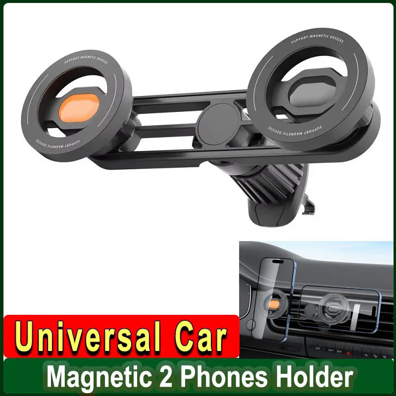 Universal Car Air Vent Magnet Phone Holder Magnetic 2 Phone Mounts Vehicel Car Smart Phone Holders Stands Bracket for Magsafe