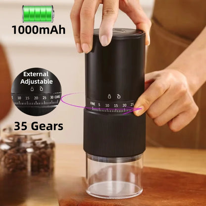 New Portable Electric Coffee Bean Grinder Household 1000mAh 35 Gears Externally Adjustable Coffee Machine Rechargeable Grinders