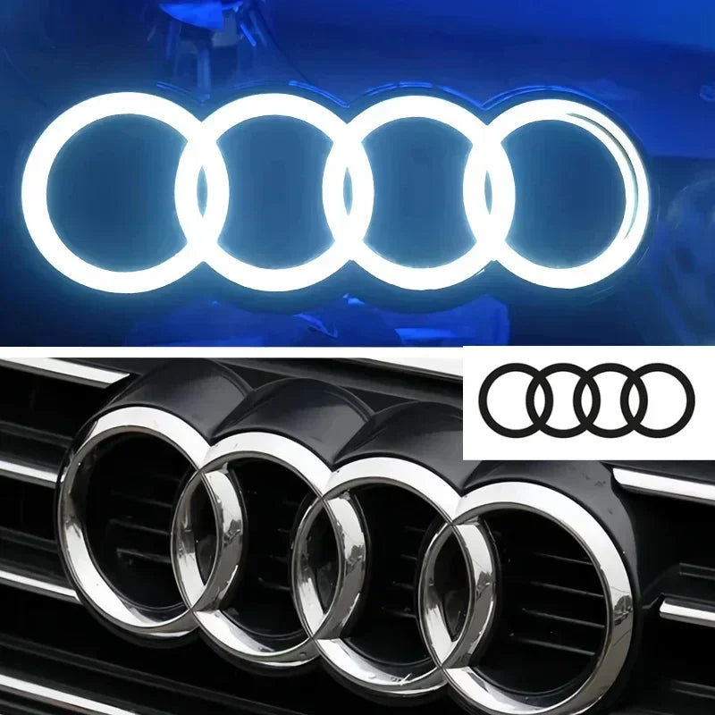 Audi 4-ring logo LED dynamic light front grille lamp Audi A3A4A5A6A7A8S3 S4 S5 S6 S7 Q3 Q5 Q7 black and silver.Quick delivery