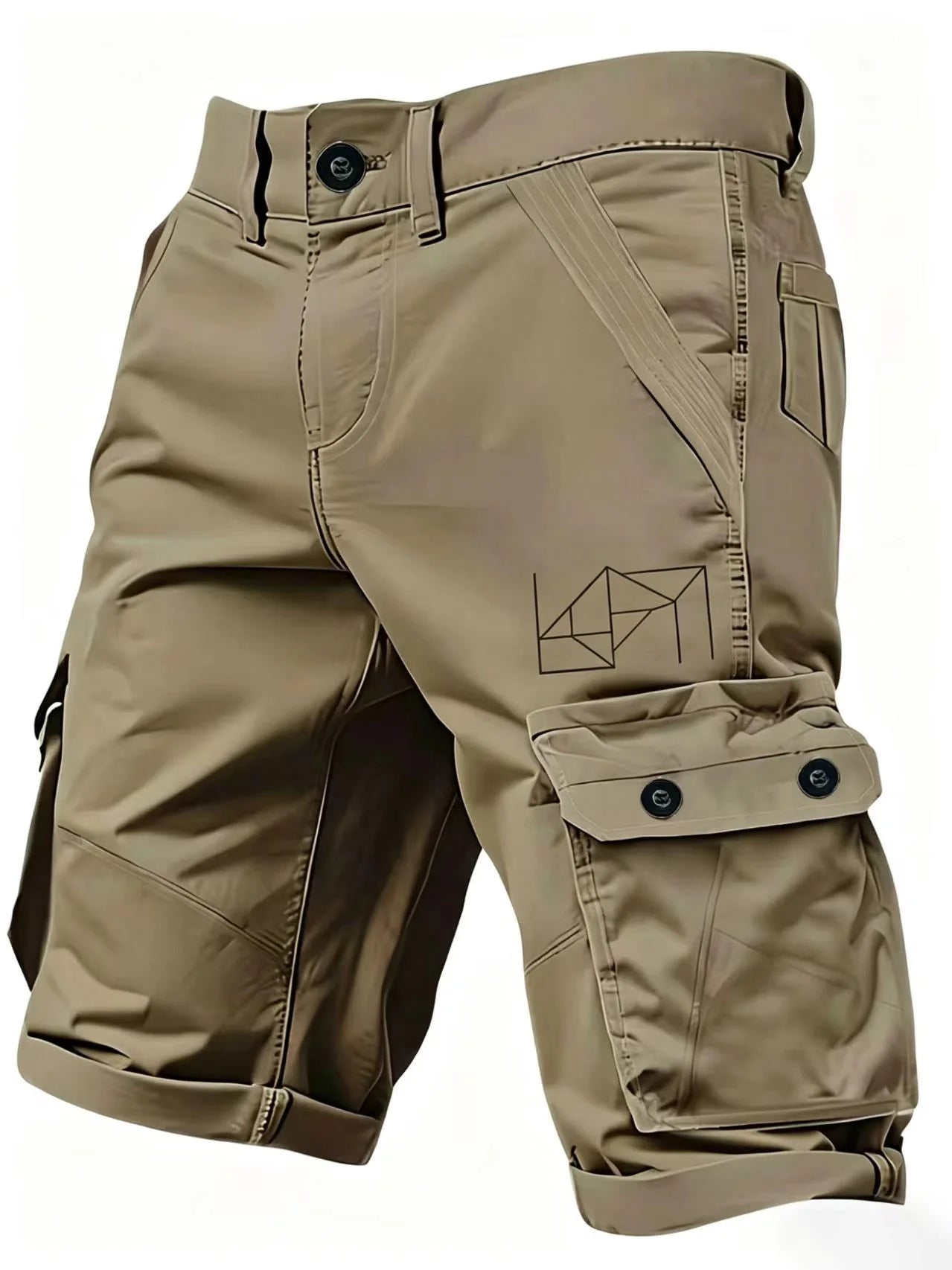 Men's Cargo Shorts 3D Plaid Print Multi-functional Utility Pockets Non-stretch Fabric Zipper Closure Outdoor Survival Style