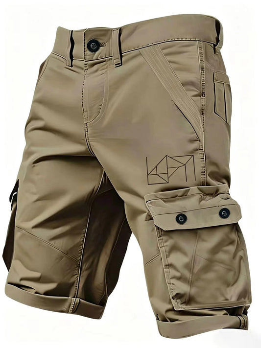 Men's Cargo Shorts 3D Plaid Print Multi-functional Utility Pockets Non-stretch Fabric Zipper Closure Outdoor Survival Style