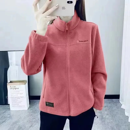 Plus Size Autumn Winter Polar Fleece Warm Coat Women Sweatshirt Outdoor Sports Casual Zipper Cardigan Jacket Top Slim Teenagers