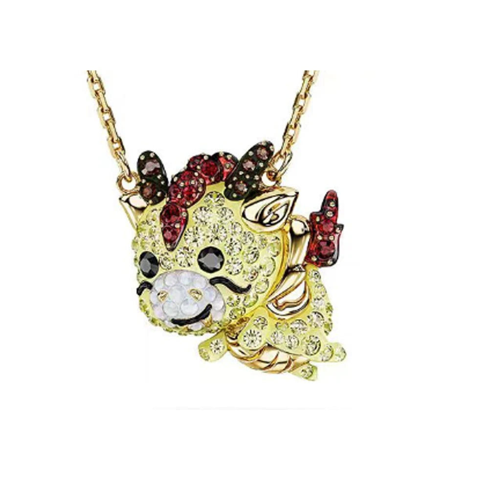 New Swa Concealed Pink Heart shaped Romantic Pendant Kirin Fashion High end Moon Versatile Accessory Necklace