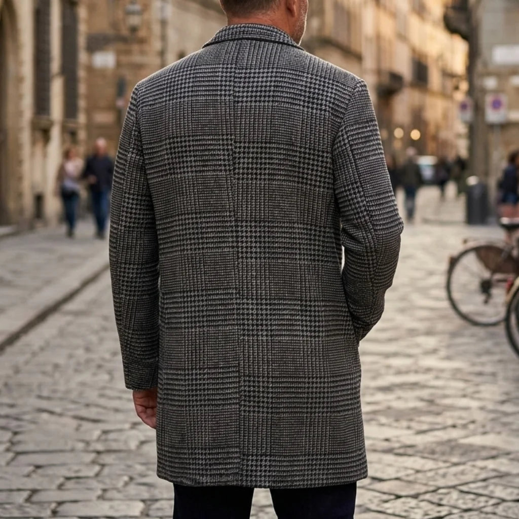 Men's Thickened Coat Warm Houndstooth Trench Coat New Arrival Outdoor Autumn Winter Windproof Overcoat with Lining Jacket Man