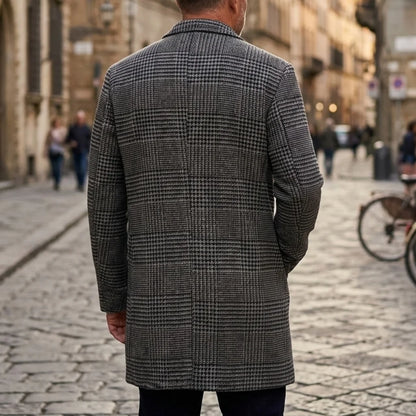 Men's Thickened Coat Warm Houndstooth Trench Coat New Arrival Outdoor Autumn Winter Windproof Overcoat with Lining Jacket Man