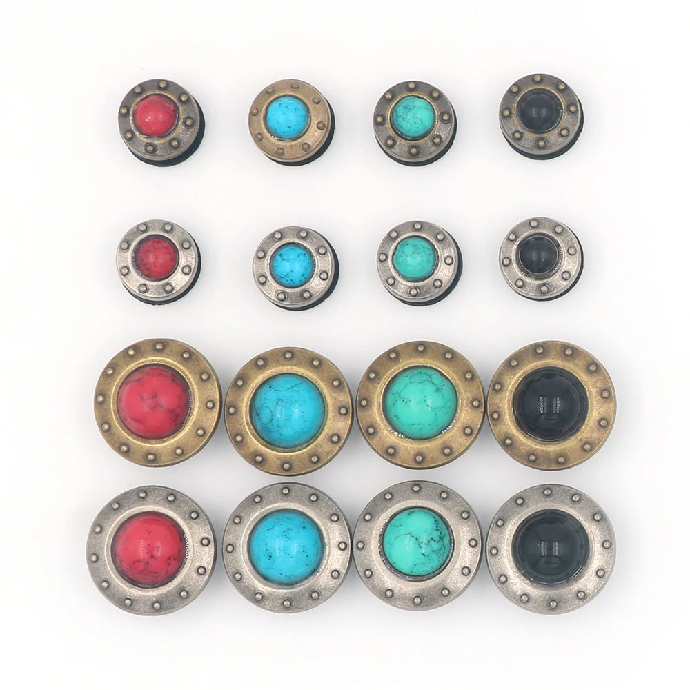 Shoe 크로크 Decorations Charm Detachable Pines Simulated Turquoise Metal Accessories Pins Hole Sandals Ornament Gift 1 Set 16 Pcs