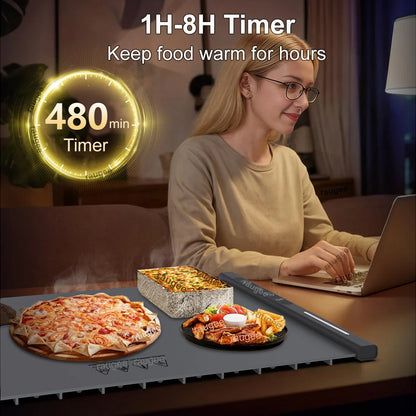 Electric Heating Plate Silicone Dining Table Food Warmer Mat Fast Warming Food Coffee Heater Tray Foldable Food Warming Plate