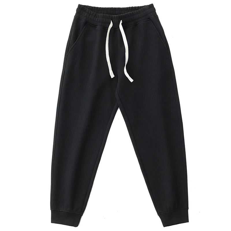 Autumn Winter New American Retro Thick Knitted Sweatpants Men's Simple Elastic Waist Drawstring Sport Casual Ankle-tied Pants