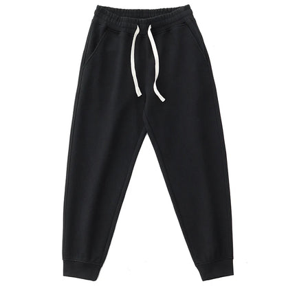 Autumn Winter New American Retro Thick Knitted Sweatpants Men's Simple Elastic Waist Drawstring Sport Casual Ankle-tied Pants