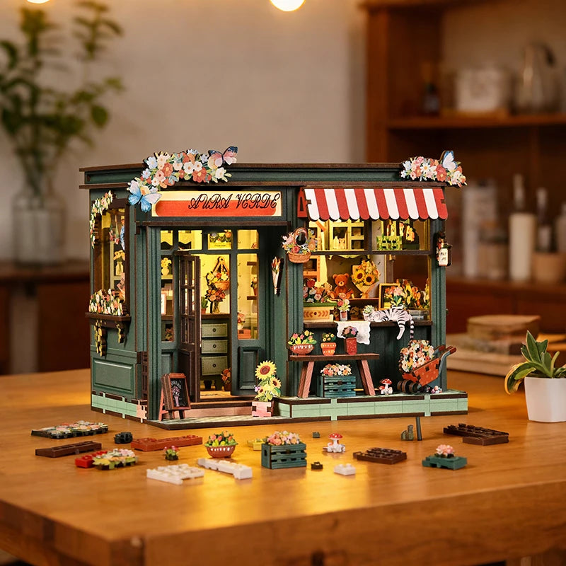 AW03-003 Creative handmade DIY small Xinye flower house mini building model DIY three-dimensional wooden house