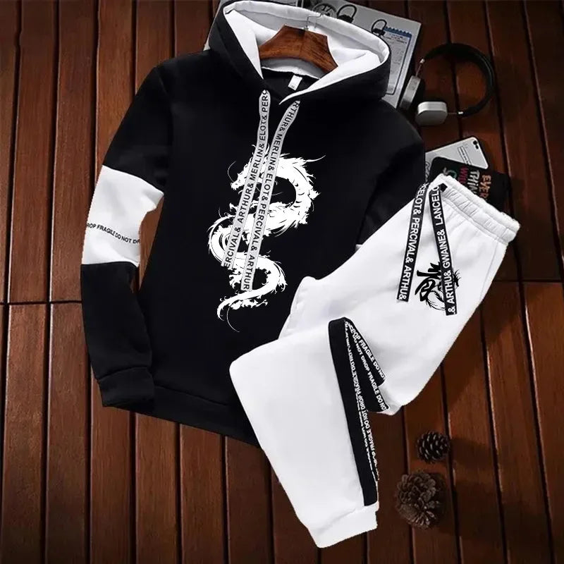 Men's Tracksuit Casual Autumn Winter Simple Daily Quality Sports Hooded Single Sweatshirts And Sweatpant Comfort Outdoor Jogging