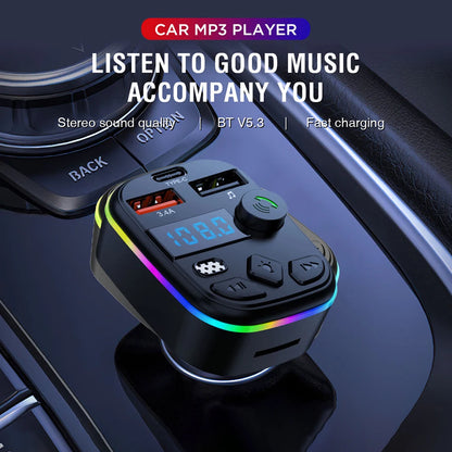 1-3PCS Car FM Transmitter Car MP3 Player Bluetooth 5.3 Support TF Card U Disk Hands Free Wireless Car Kit MP3 Player Adapter