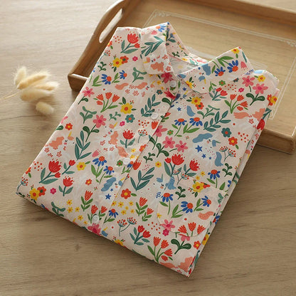 Vacation Style Colorful Printed Shirt Women 2024 New Fresh Loose Women's Casual Shirt & Blouses Lady Long Sleeve Tops Clothes