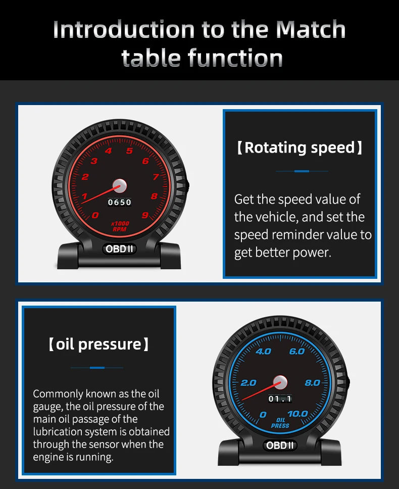 KWHUD HUD Head Up Display on Board Computer OBD2 Display Car Digital Speedometer Tacho Clock Oil Temperature Meters Turbo Gauges