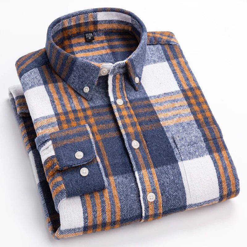 New in Shirt Plus Size 7XL 100% Cotton Long-Sleeve Shirts for Men Slim Fit Casual Plain Shirt Soft Keroan Designer Plaid Clothin