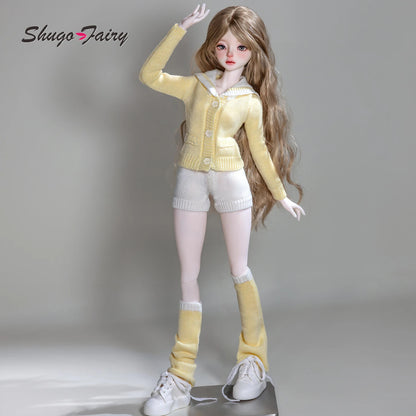BJD Doll 1/4 Sadie E ShugaFairy Resin FullSet Summer Sailor Collar Knit Top Sweet School DailyWear Articulated Ball Jointed Doll