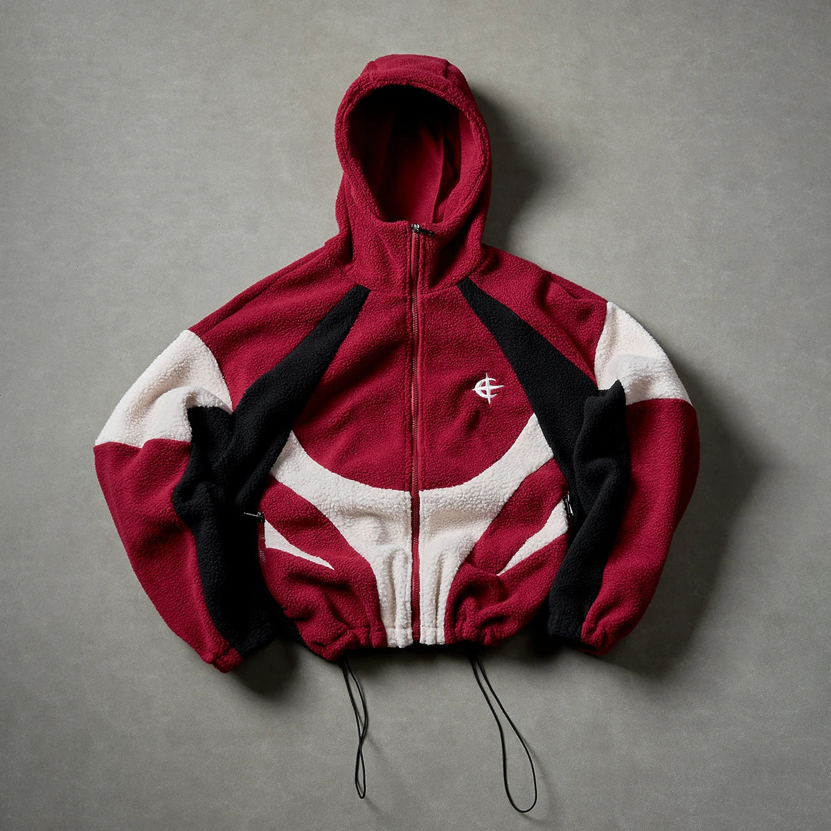 American Style Patchwork Polar Fleece Hooded Jacket Men Autumn Winter Warm Oversized Coat High Street Hip Hop Streetwear Man