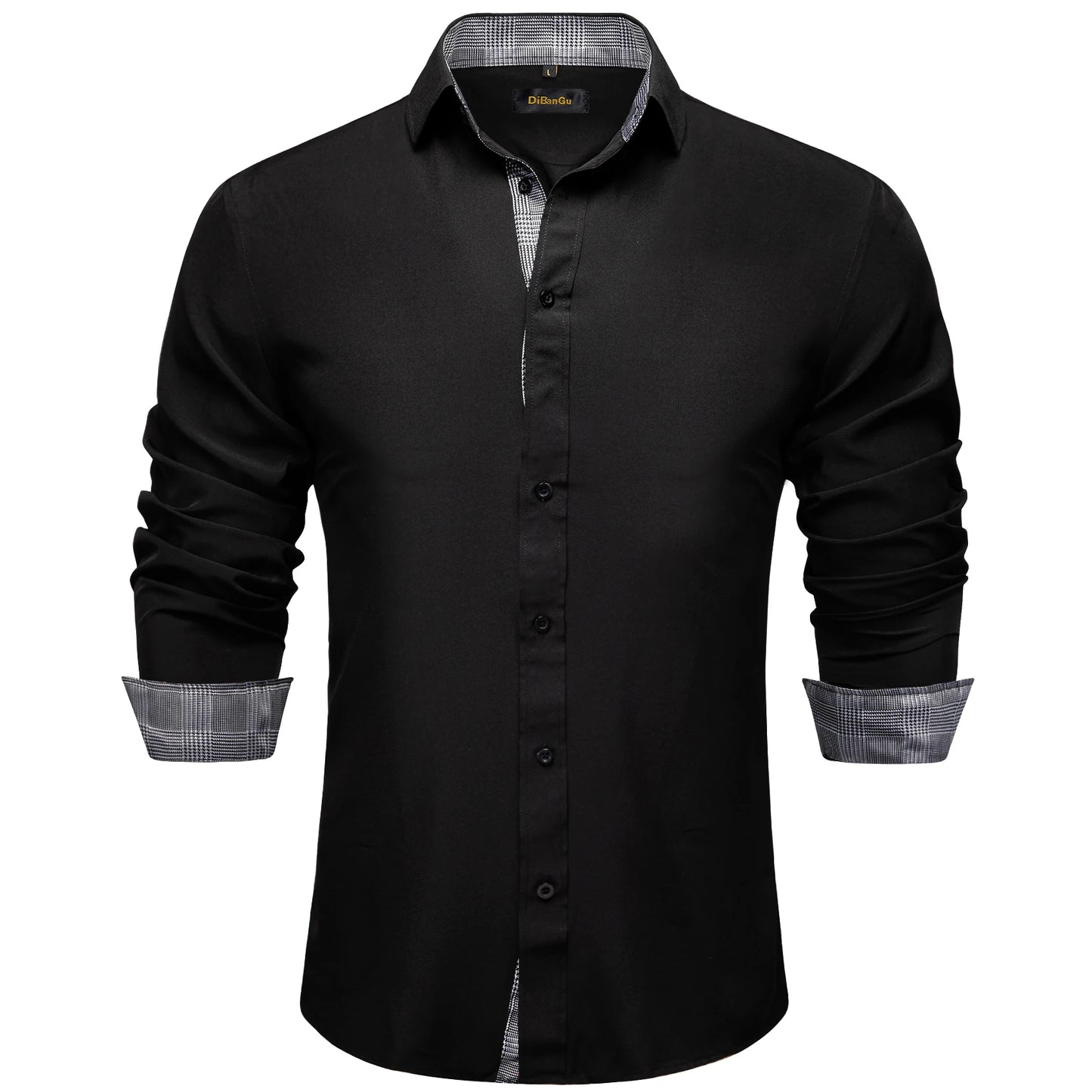 Men Shirts Long Sleeve Black and Green Contrast Color Tops Casual Fashion Polyester Dress Shirt Business Party Men Clothing