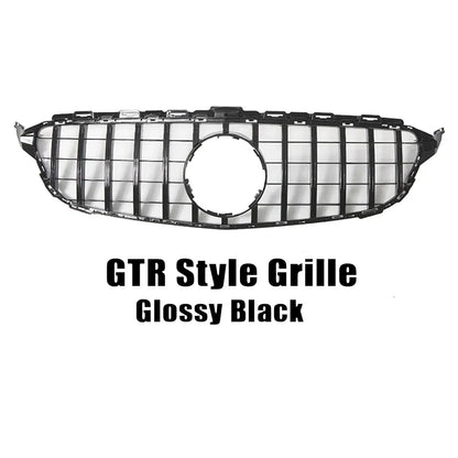 XVIP GTR Style Front Racing Grille For Mercedes Benz C-Class W205 2015-2018 C180 C200 C300 Chrome Diamonds Style Bumper Grilles