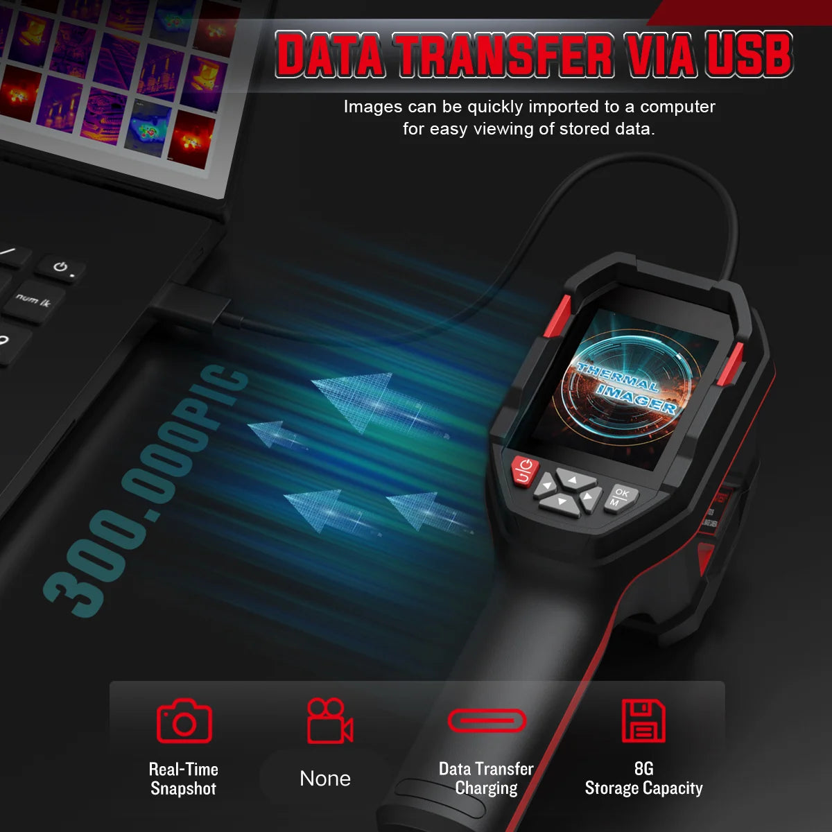 HABOTEST HT821A rechargeable thermal imaging camera -20 ℃~550 ℃ waterproof, dustproof, and anti drop handheld thermal imaging