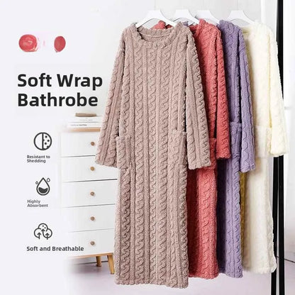 Thick Coral Fleece Robe Women's Sleepwear Long Sleeve Loose Home Clothes Autumn Winter Warm Pyjamas OENY Brand Spring Listing