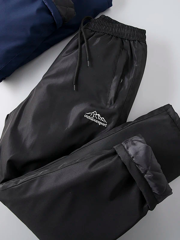 Thickened Cotton Casual Pants for Men Windproof Warm Elastic Waist Straight Leg Long Trousers Company Overstock Winter Outdoor