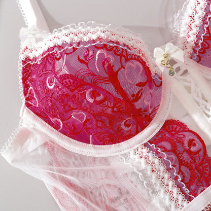 Women Sexy Floral Exotic Set Thin See Through Lace Lingerie Bra Set Elegant Ladies Underwear Micro Bikini Thong Exotic Apparel