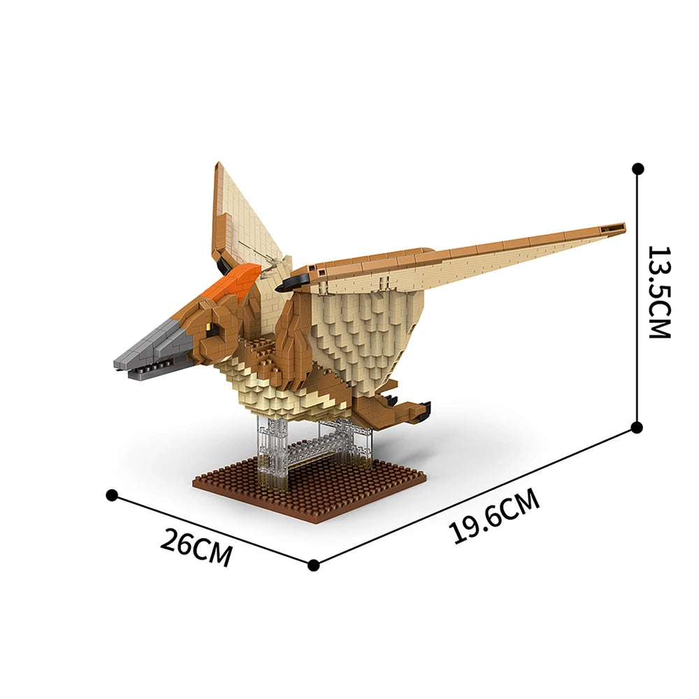 KNEW BUILT Micro Mini Building Block Toys T-Rex Pteranodon-Puzzle Assemble,Children's Day Gifts for Boys' Favorite Dinosaurs