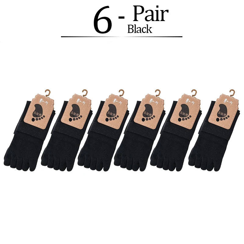 6 Pairs Unisex Toe Socks Men/Women Five Fingers Socks Breathable Soft Cotton Sports Socks Black White Grey Split Toe Socks