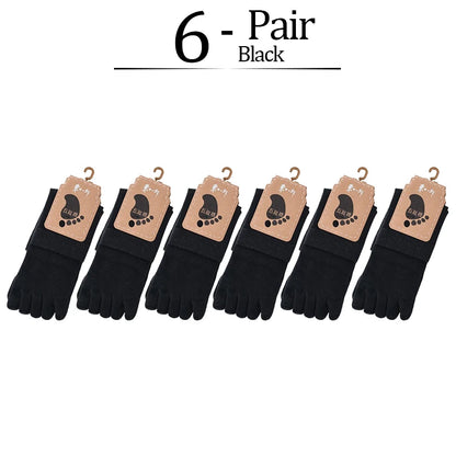 6 Pairs Unisex Toe Socks Men/Women Five Fingers Socks Breathable Soft Cotton Sports Socks Black White Grey Split Toe Socks