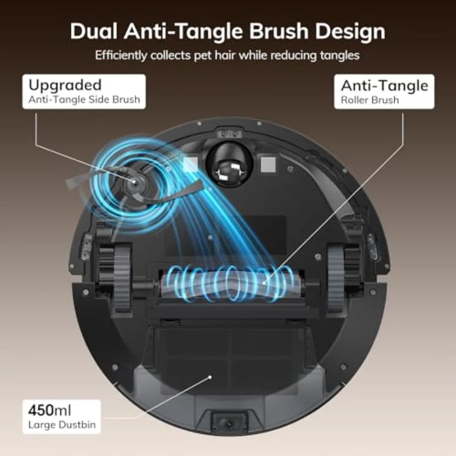 Robot Vacuum, 10000Pa Max Suction Robotic Vacuum Cleaner with LiDAR Navigation, Home Mapping, No-Go Zone, 150 Mins, 2.4G WiFi/A