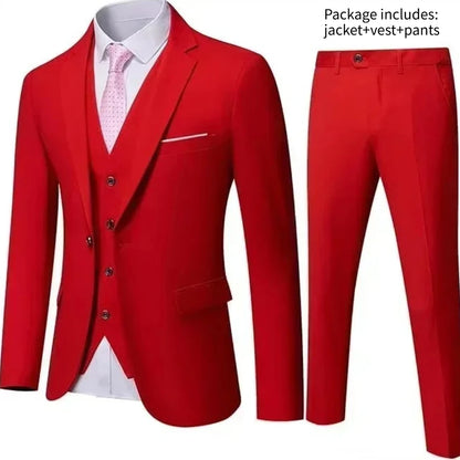 Elegant Men Suit For Wedding 3 Pieces 2 Sets Jackets Vest Pants Blazers Full Fashion Slim Fit Coats 2025 Formal Classic Costume