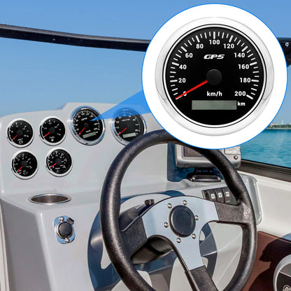 A 85MM GPS Speedometer For Motorcycle Marine Boat 30~200 Kmh Boat Car Truck Speed Gauge Meter With GPS Antenna 7 Color Backlight