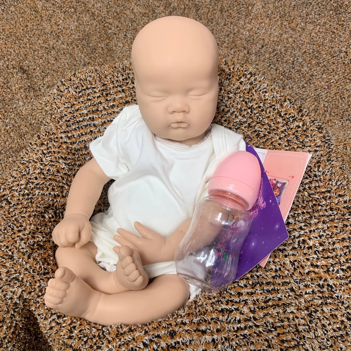 Open Mouth 18 Inches Sleeping bebê reborn de silicone sólido Girl Doll With Painted & Unpainted Skin Soft Washable Reborn Doll