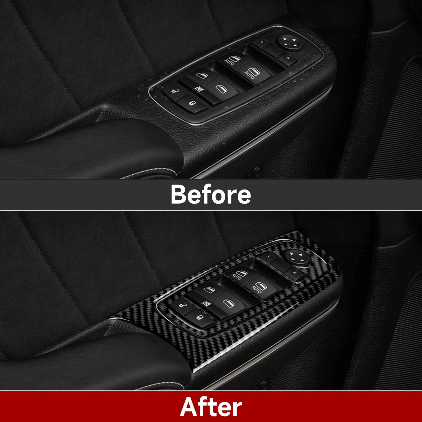 For Chrysler 300 (2011-2014) Car Center Console Gear Shift Panel Steering Wheel Cover Carbon Fiber Interior Sticker Accessories