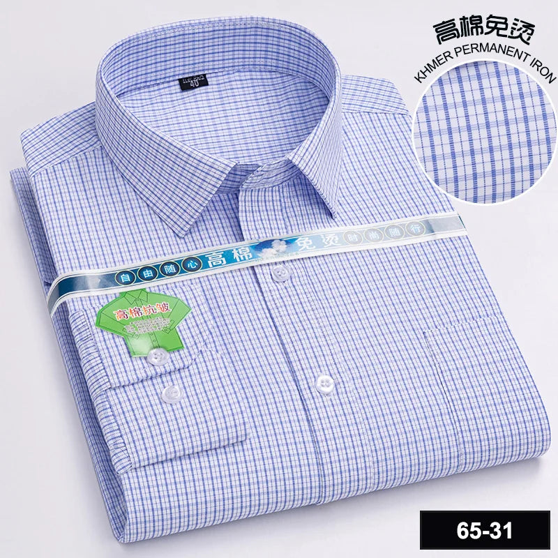 Men's Long Sleeve Casual Shirts Fashion Print Cotton Standard Fit Button Pocket Soft Shirts For Man Office Business Dress New