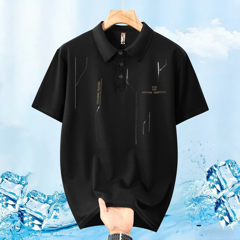 Extra Big Size Men's Ice Silk Polo Shirts Short Sleeve T-Shirt Casual Male Loose Fit Plus Large 180kg 12XL Business Summer 170kg