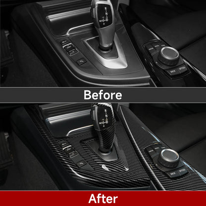 Car Center Console Dashboard Gear Shifter Panel For BMW F30 F31 F34 3GT F32 F33 F36 Trim Accessories, Carbon Fiber ABS Sticker