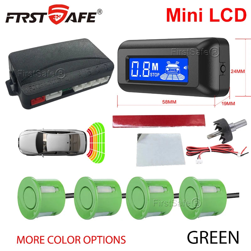 FirstSafe Factory Car Parking Sensor Kit Mini LCD Display With 22mm 4 Sensors Radar Detector System Universal All Car