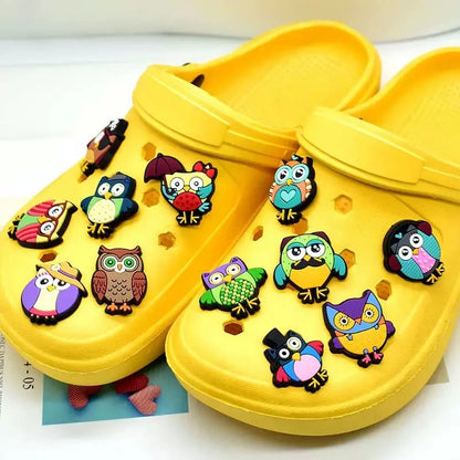25-100Pcs Various Owl PVC Clog Buckle Charms Children Lovely Bird Garden Shoe Decorations DIY Wristband