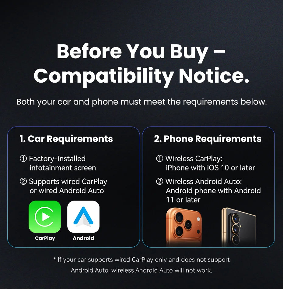 Vention 2in1 Wireless CarPlay Adapter Android Auto For OEM Car Plug and Play AI Smart Box WiFi Bluetooth Auto Connection